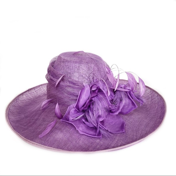 Purple feather hat Clearance